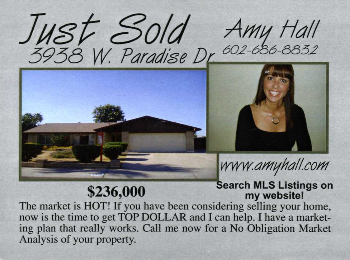 05  8 16  Just sold by amy hall, 3938 W Paradise Dr, $236,000  001